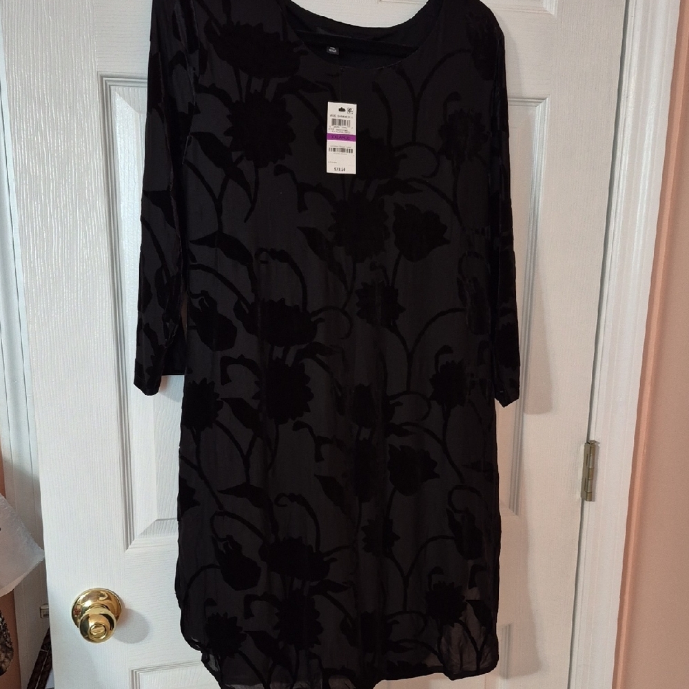 Mystical Boho Festival Black Velvet Burniut Tunic Plus Size Nwt